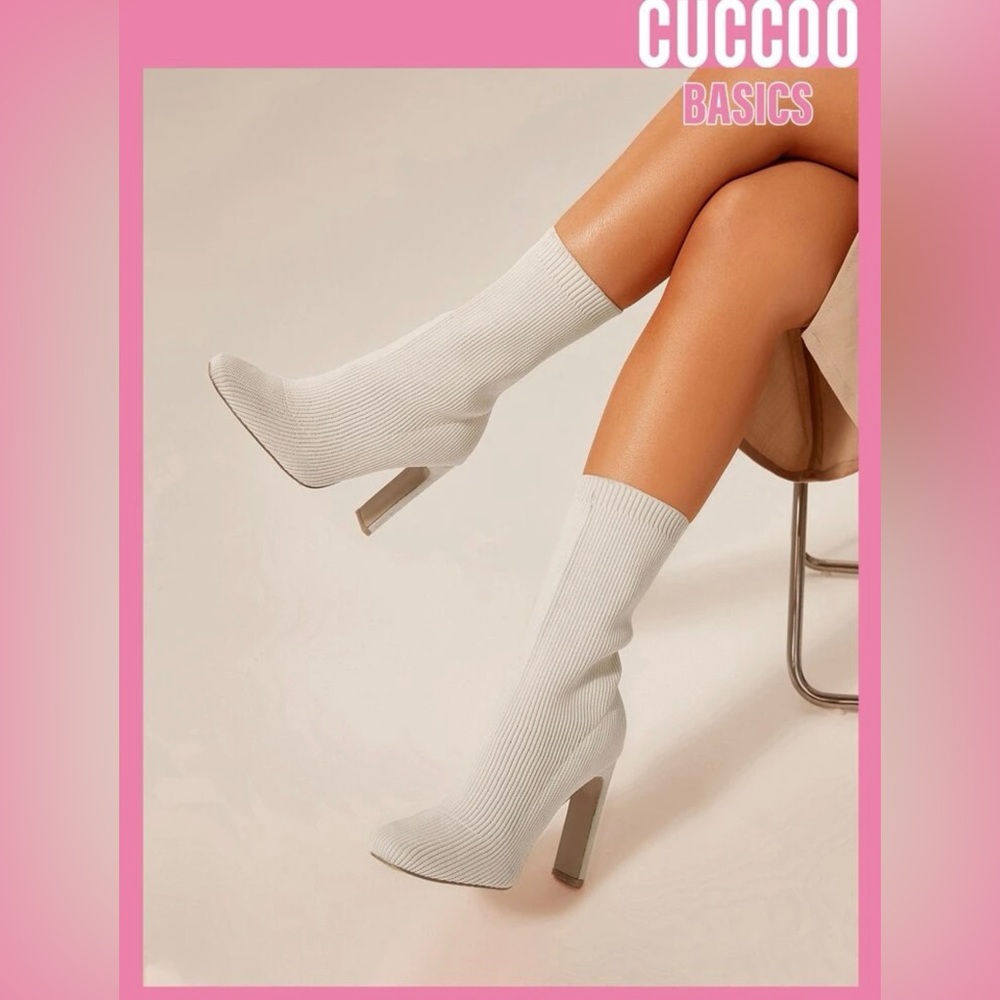 Creme sock boots